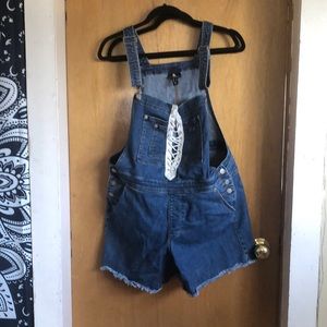 Overall Shorts Blue Jeans